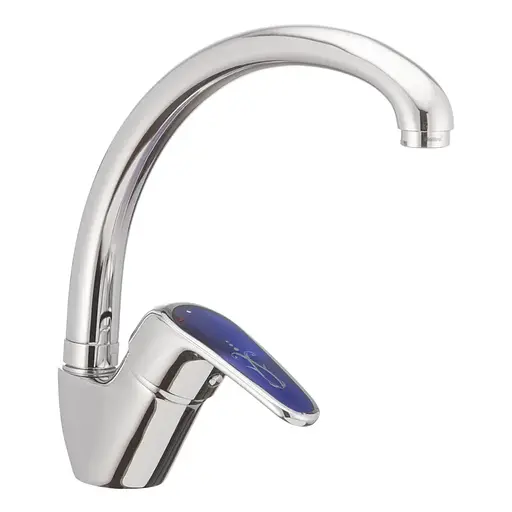 Змішувач для кухні Haiba Magic 011 із синьою ручкою HB0677 Хром - фото 1