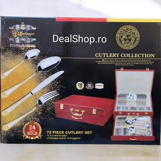 Набор столовых приборов Bachmayer Versace BM-7882 нержавеющая сталь на 12 персон в кейсе 72 предмета - фото 5