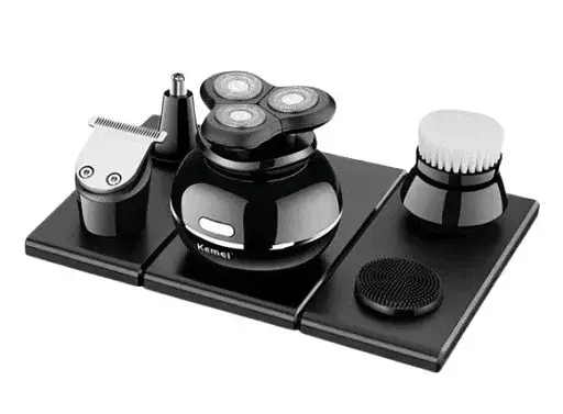 Электробритва 5 в 1 Kemei KM-1109 для головы и бороды (7D Головка, LCD-дисплей, Подставка)