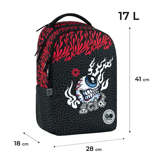 Рюкзак GoPack Teens 135M-4 Чорно-червоний (GO26-135M-4) - фото 2