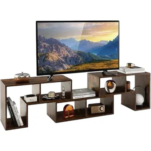 Тумба под телевизор Costway Kotek с полками коричневый