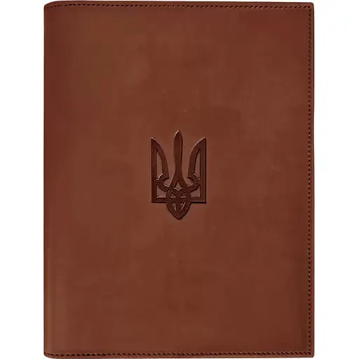 Кожаная обложка BlankNote Standart Crazy Horse с Трезубцем для нотариального реестра светло-коричневый - фото 1