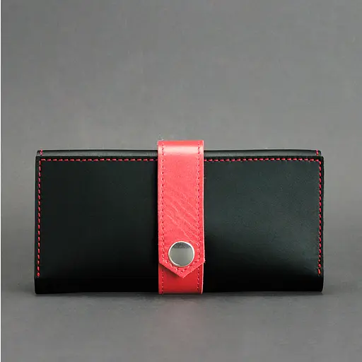 Кожаное женское портмоне 3.0 черное с красным. - фото 9