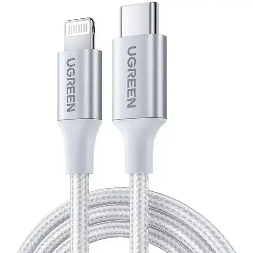 Кабель Ugreen USB 2.0 Type-C M-Lightning M, 1 м, (20V/3A), (60W) Білий, US304