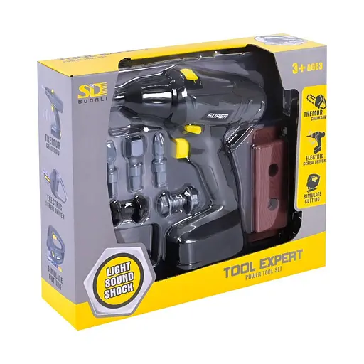 Детский набор инструментов Tool Expert с крутящейся дрелью и издающей звуки для маленького мастера Серый - фото 1
