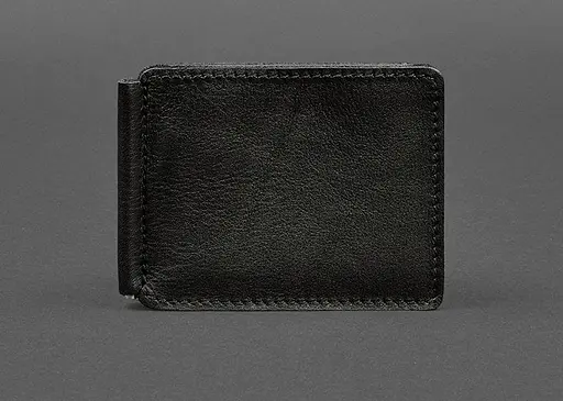 Кожаное портмоне 13.0 зажим черный краст - фото 1