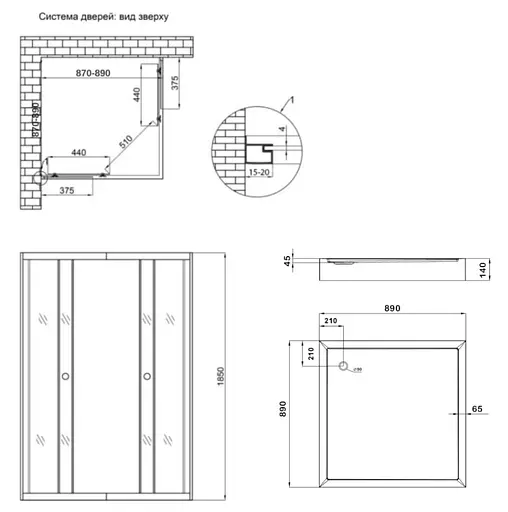 Набор Lidz Душевая кабина Wawel SC90x90.SAT.LOW.GR, квадратная, стекло тонированное 4 мм + Душевой поддон Kapielka ST90x90x14 - фото 12
