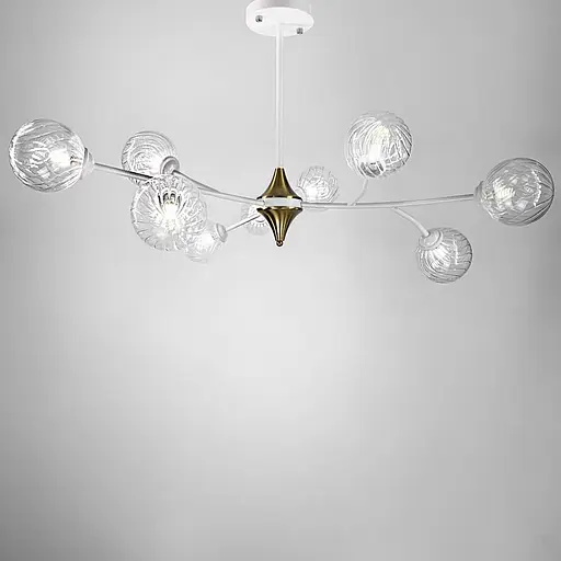 Белая люстра с поворотными веточками на 9 плафонов Line.F K 21/9 WT+CL new - фото 6