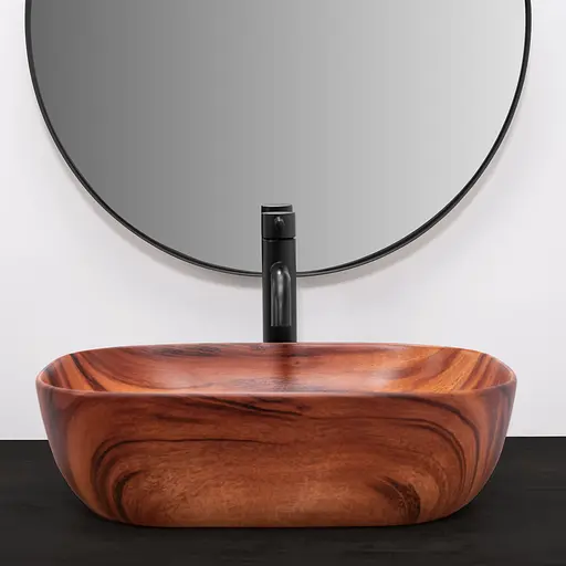 Умивальник Rea Belinda wood mat накладний REA-U5051, Коричневий - фото 4