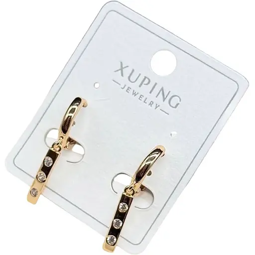Сережки Xuping з фіанітами гіпоалергенне медичне золото - фото 1