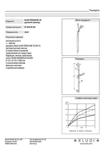 Душевая система Kludi Logo 3S Dual Shower System без смесителя S6809105-00 - фото 5