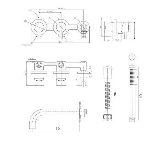 Змішувач для ванни Kohlman Axel graphite + BOX прихованого монтажу QW260AG+QW230AG Графит - фото 4