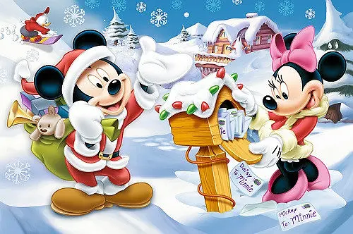 Набор Пазлы - (54 элм. мини) - "Рождественские открытки поздравления" / Дисней: Мики Маукс - фото 1