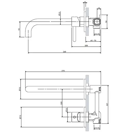 Змішувач для умивальника прихованого монтажу Omnires Y graphite Y1215HLGR Графит - фото 2