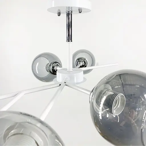 Люстра на 4 графитовых плафона в белом корпусе 75х22 см | Ст. 088N/4 WT+CH+GR | Line F - фото 2