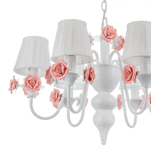 Люстра подвесная Brille с абажуром флористика E14 40W WH (BKL-517S/6) - фото 8