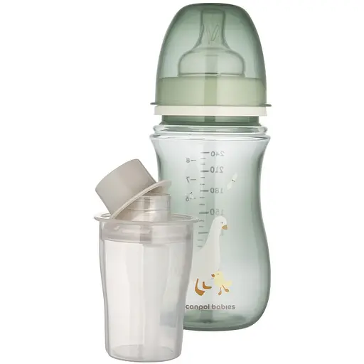 Бутылка антиколиковая Canpol babies EasyStart Goose с контейнером для сухой молочной смеси 240 мл зеленая (35/245_zestaw) - фото 3
