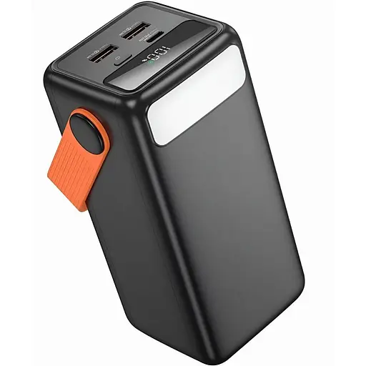 Power Bank Borofone BJ66A 50000mAh, Type-C/2xUSB-A, 22.5W + PD20W з LED-дисплеєм та ліхтариком, чорний - фото 3