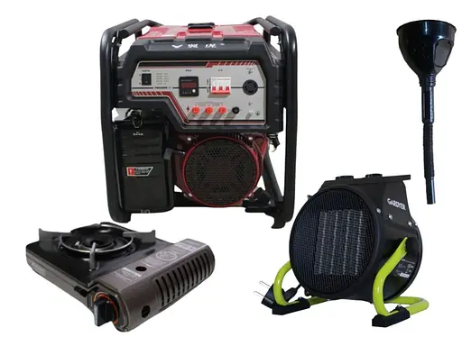 Бензиновий генератор EF Power 5,0/5,5 кВт, однофазний, ручний запуск + газова плитка Orcamp CK-505 + електричний обігрівач Gardyer HE2000 та лійка (KYH6500S-IV(K)) - фото 1
