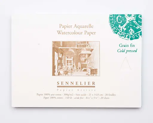Склейка для акварели Sennelier, 20 листов, холодное прессование, 300 г/м, 21x14,8 см. - фото 2