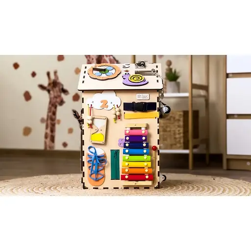 Развивающая игрушка Бизикуб "Дом" Temple Group TG200333 натуральный, 55х30х30 см - фото 4