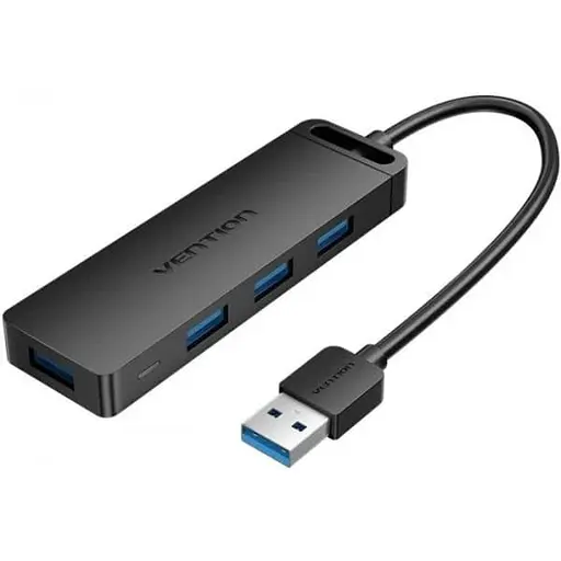 Хаб USB 3.0 - 4xUSB-A 3.0, 5 Гбит/с, Black Vention - фото 1
