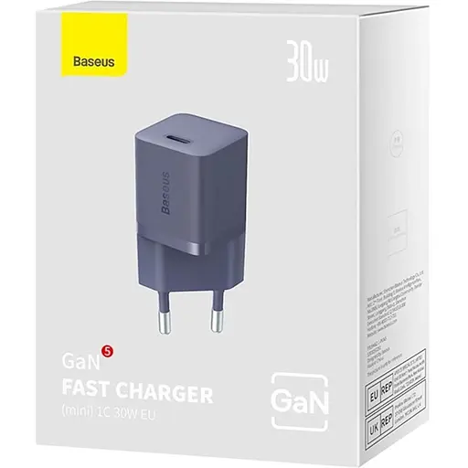 Мережевий зарядний пристрій Baseus GaN5 Fast Charger (mini) 1C 30W Purple (CCGN070705) [96291] - фото 4