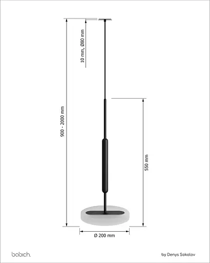 Підвісний світильник Babich Studio FOG 200 Black (RAL 9005) - фото 4