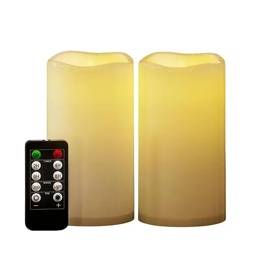 Yme 2 шт. светодиодные без пламенные свечи, теплые белые свечи-столбы на мерцающих батарейках с дистанционным таймером для рождествен.