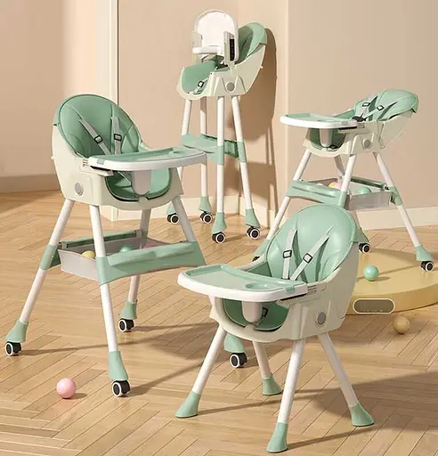 Стільчик для годування Toti FR-10440 сталева конструкція, тканина PU, 4 колеса, в коробці (6989241360019) - фото 2