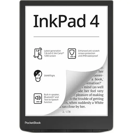 Електронна книга з підсвічуванням PocketBook 743G InkPad 4 Stundust Silver (PB743G-U-CIS) - фото 1