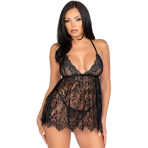 Пеньюар Leg Avenue Floral lace Babydoll & stRing Black S