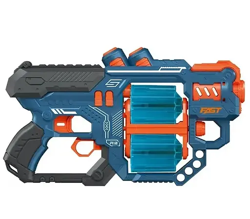 Бластер BH804 Fast Pioneer Manual с двойным барабаном и мягкими патронами 18шт, синий (6953245653804) - фото 2