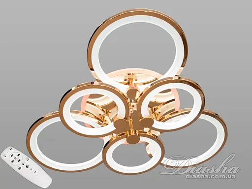 Потолочная LED-люстра с пультом и LED-подсветкой, 110 Вт, золото - фото 1