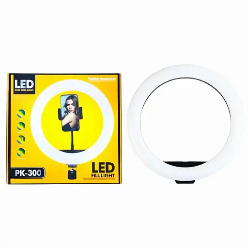 Селфи-кольцо Plokama LED PK-300 с диаметром 30 см 120 светодиодов 3 уровня яркости 3000K - 6000K черное - фото 2