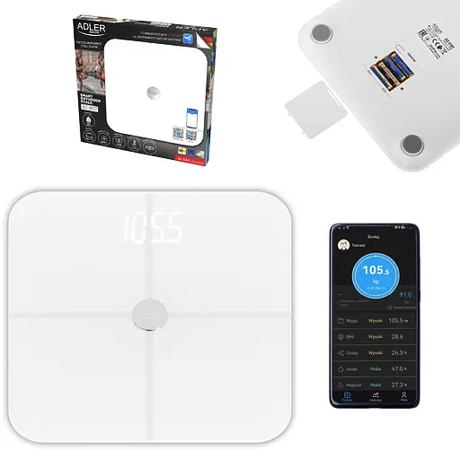 Весы напольные Adler AD 8187 white электронные/ Smart/ 180кг/ 4хААА/ автовыключение/ белые - фото 4