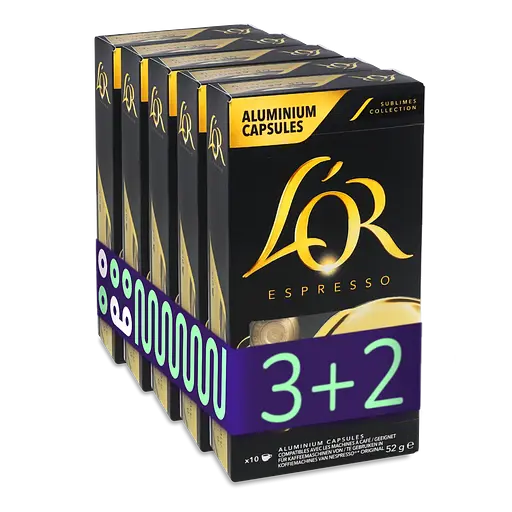 Кава мелена L'OR Espresso Or Absolu Intensity #9 капсули 260 г (5 шт. х 52 г)