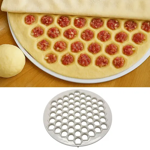 Пластикова пельменниця велика (форма для приготування пельменів) Ø33.2 см на 61 пельмень, Kitchen Master 87106 - фото 2