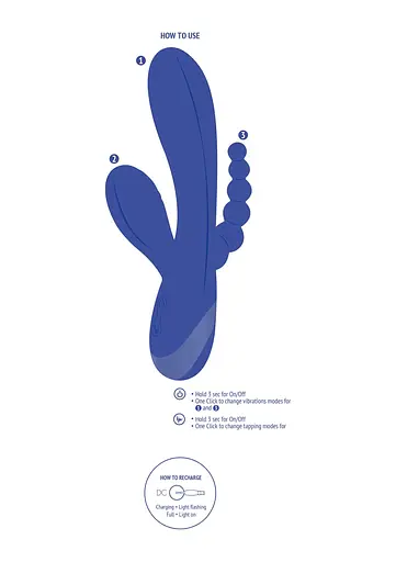 Вібратор Xocoon Triple Love 19 см (синій) - фото 19