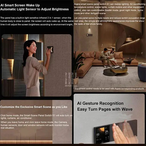 Розумна сенсорна панель Aqara Smart Scene Panel S1 Plus Grey (89181) - фото 7