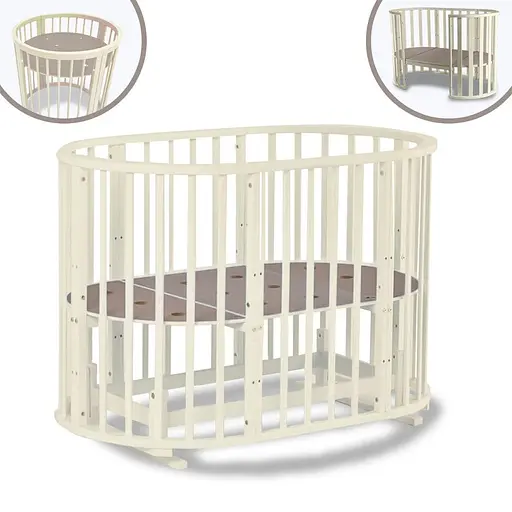 Кроватка круглая-трансформер Божья коровка 8 в 1 с маятниковым механизмом белый - фото 2