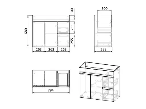 Тумба з умивальником RJ Fly 80 см з кошиком для білизни RJ84800 Білий - фото 4