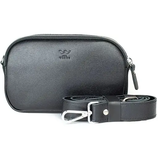 Шкіряна сумка поясна / кроссбоді Holly чорна Саф'яно - фото 1