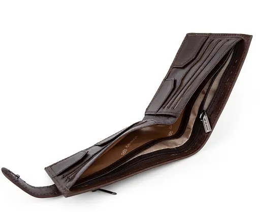 Портмоне чоловіче шкіряне De Esse LC47891-92 коричневе на кнопці - фото 3