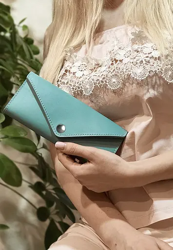 Женский кожаный кошелек Керри 1.0 бирюзовый - фото 2