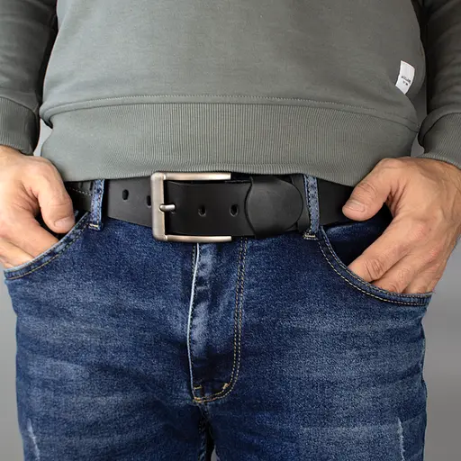 Ремінь чоловічий шкіряний SF-453 (135 см) широкий чорний - фото 8