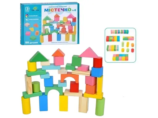 Конструктор деревянный Tree Toys Строительные блоки Городок 50 дет. - фото 1