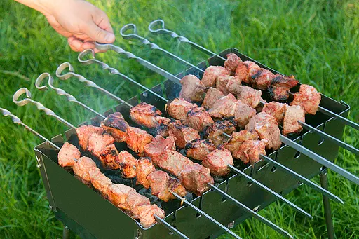 Розкладний розбірний мангал чемодан дворівневий на 8 шампурів, Wood&Steel Чорний 82022 - фото 7