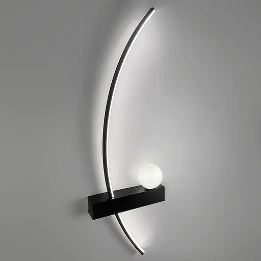 Черное дуговое бра с белым плафоном в левом корпусе 80 см Line F Арт. WJ113/800 L BK (лівий) - фото 3