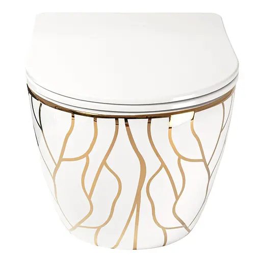 Подвесной унитаз Rea Carlos flat wave gold белый REA-C8767, Белый - фото 3